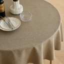 Decorelia Waterproof Round Tablecloth for Round Dining Table, Decorative Rustic Soft Wipeable Table Cloths Cover Indoor Outdoor Use for Holiday,Wedding, Kitchen (70 Inch,Round (4-6 Seats),Natural)