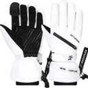 Winter Ski Snow Gloves Men Women,Windproof Touchscreen Snowboard 3M Thinsulate Insulated Warm Winter Snowmobile Gloves (Small, White)