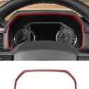 Savadicar Red Carbon Fiber Interior Accessories - Instrument Panel Bezel Trim Cover for Ford F150 (2021-present) - Premium Texture Interior Decor Upgrade Option, 1 PC