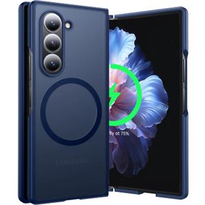 [NO.1 Magnetic for Samsung Galaxy Z Fold 6 Case with MagSafe [Military Shockproof][Translucent Matte][Anti-Fingerprint] Soft Silicone Bumper for Samsung Galaxy Z Fold 6 Phone Case Slim,Blue