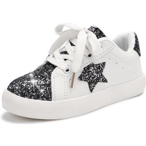 Girls Sneakers Glitter Tennis Shoes Lightweight Non-Slip Running Walking Shoes for Toddler/Little Kid/Big Kid, Size: 12.5 Little Kid