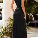 PRETTYGARDEN Women's Summer Formal Wedding Guest Dresses One Shoulder Spaghetti Strap High Slit Maxi Bodycon Dress (Black, M)
