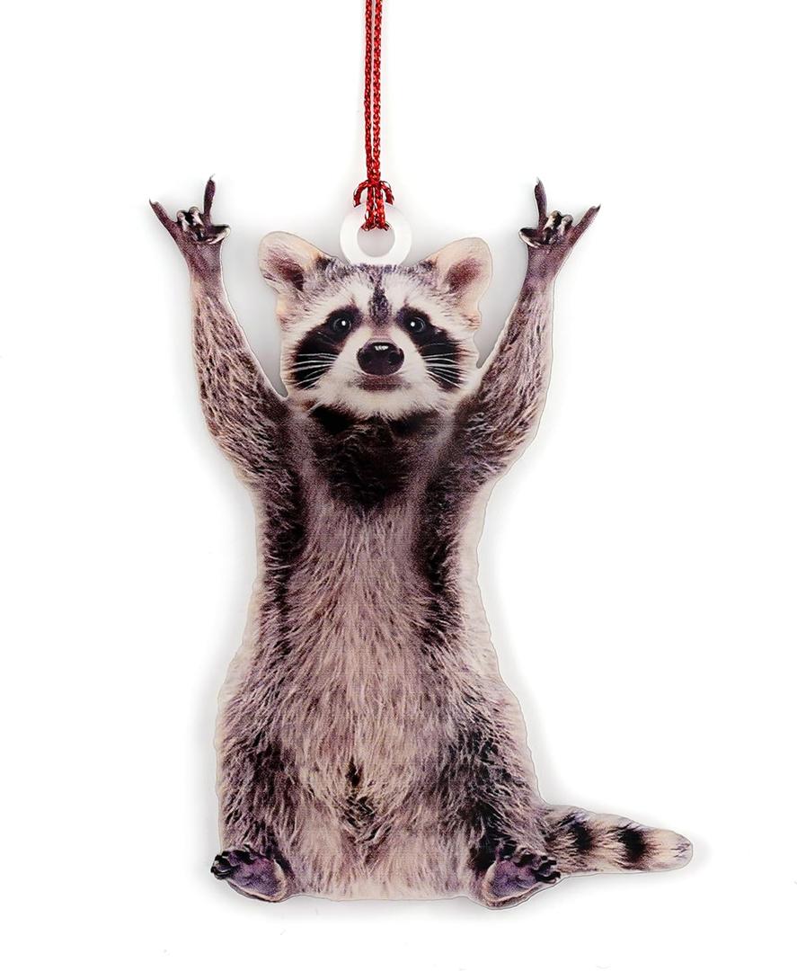 2 x Funny Christmas Ornaments, Racoon Christmas Ornament, Christmas Ornaments 2026, Raccoon Gifts for Women Animal Lovers, Animal Gifts for Friends, Coworker, Raccoon Ornament Christmas Decorations