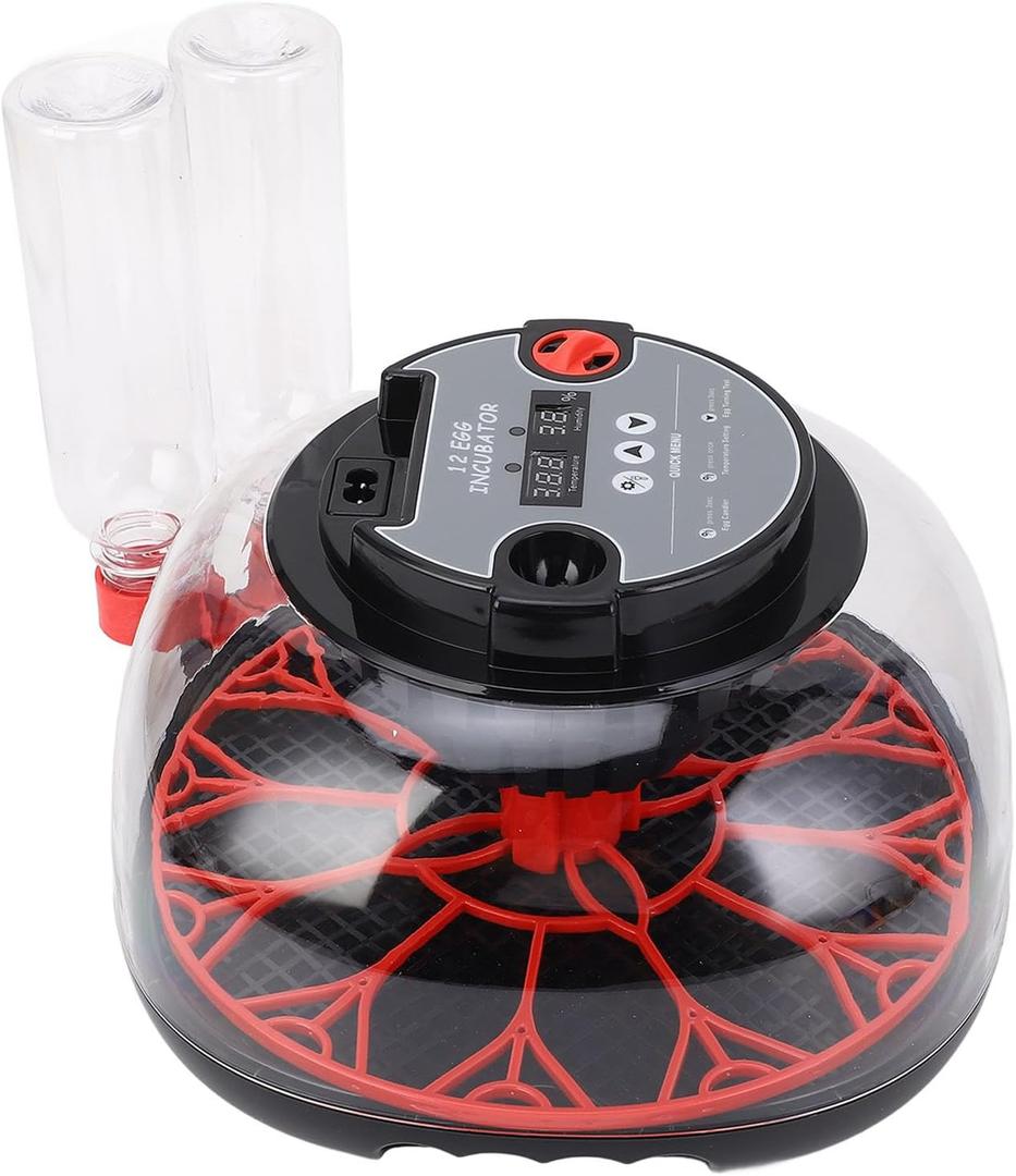 12 Eggs Incubator, Home Egg Incubator, ABS PET Poultry Hatching Machine with Automatic Egg Turning Candling Watering Temperature Control for Chickens Goose Duck (US Plug