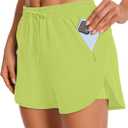 Hooxum Womens 2 in 1 Running Athletic Shorts with Liner Zipper Pockets, XL