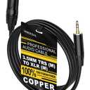 3.5mm to XLR Cables 6 ft Male to Male XLR to 3.5mm 1/8 inch Microphone Cable, TRS to X LR Mic Cord Compatible with iPhone, iPod, MP3 Player, Laptop, Recorder and More-6 Feet