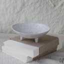 Wabi Sabi Footed Decorative Bowl, Multi-Purpose Small Ceramic Bowl, Vintage Rustic Boho Shelf Table Decor, Natural White (6.1" DIA)
