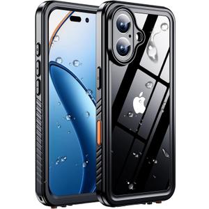 MOZOTER for iPhone 16 Case Waterproof,[IPX8 Underwater Case][Full Body Shockproof & Military Dropproof] Clear Sound Quality Built-in Screen Protector for iPhone 16 6.1 inch-Black