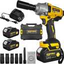 Power Impact Wrenches,Cordless Impact Wrench 1/2 Inch,Power Impact Gun Kit With1000N.m,High Torque Electric Impact Driver for Car RV Tire,Electric Impact Driver with 2 * 4.0Ah Battery