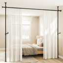 Kokorona Room Divider Curtain Rod, No Drilling Tension Curtain Rod 4-10ft (H) 4-10ft (W), Partition Room Dividers for Room Separation, Adjustable Floor to Ceiling Room Divider Temporary Wall Divider