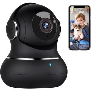 litokam 2K Indoor Security Camera, 360 Cameras for Home Security Indoor with Motion Detection, Pet Cam with Phone App, Baby Monitor-Night Vision (1 Pack-2.4GHz, Black)