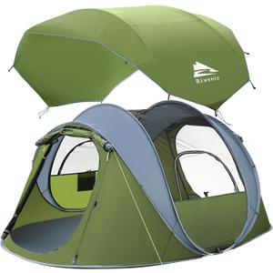 4 Person Easy Pop Up Tent, Camping Tent with Skylight and Rainfly, Waterproof, Quick Setup-Instant Tents for Camping Outdoor