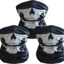 Skull Motorcycle Face Mask, 3 Pieces Balaclava Mask Skeleton Mask Skeleton Half Mask for Ski Riding (Black)