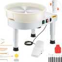 VEVOR 14in/35cm Pottery Wheel for Adults, 0-2in Lift-Table 450W Professional Pottery Kit with Foot Pedal Detachable Basin DIY Art Clay Potter's Wheel for Kids Adults Beginners at Home Pottery, White