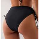 RoseSeek Women's Bikini Bottoms High Waisted Side Drawstring Panties Swimsuit Bottom Cheeky Swimwear Black Medium (M)