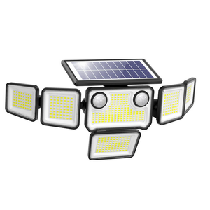 omibee Dual Motion Sensor Solar Lights Outdoor, 3000LM Solar Flood Lights 6 Adjustable Heads Security Wall Lights, IP65 Waterproof & Remote Control for Graden, Outside, Backyard