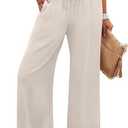 ANRABESS Palazzo Pants for Women Summer Casual Flowy High Waist Wide Leg Capri Pants 2026 Loose Lounge Cropped Beach Trousers Beige, Medium