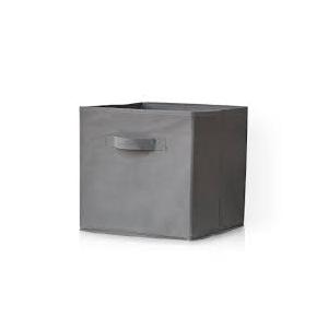 Cara Fabric Cube Storage Box , Large, Grey