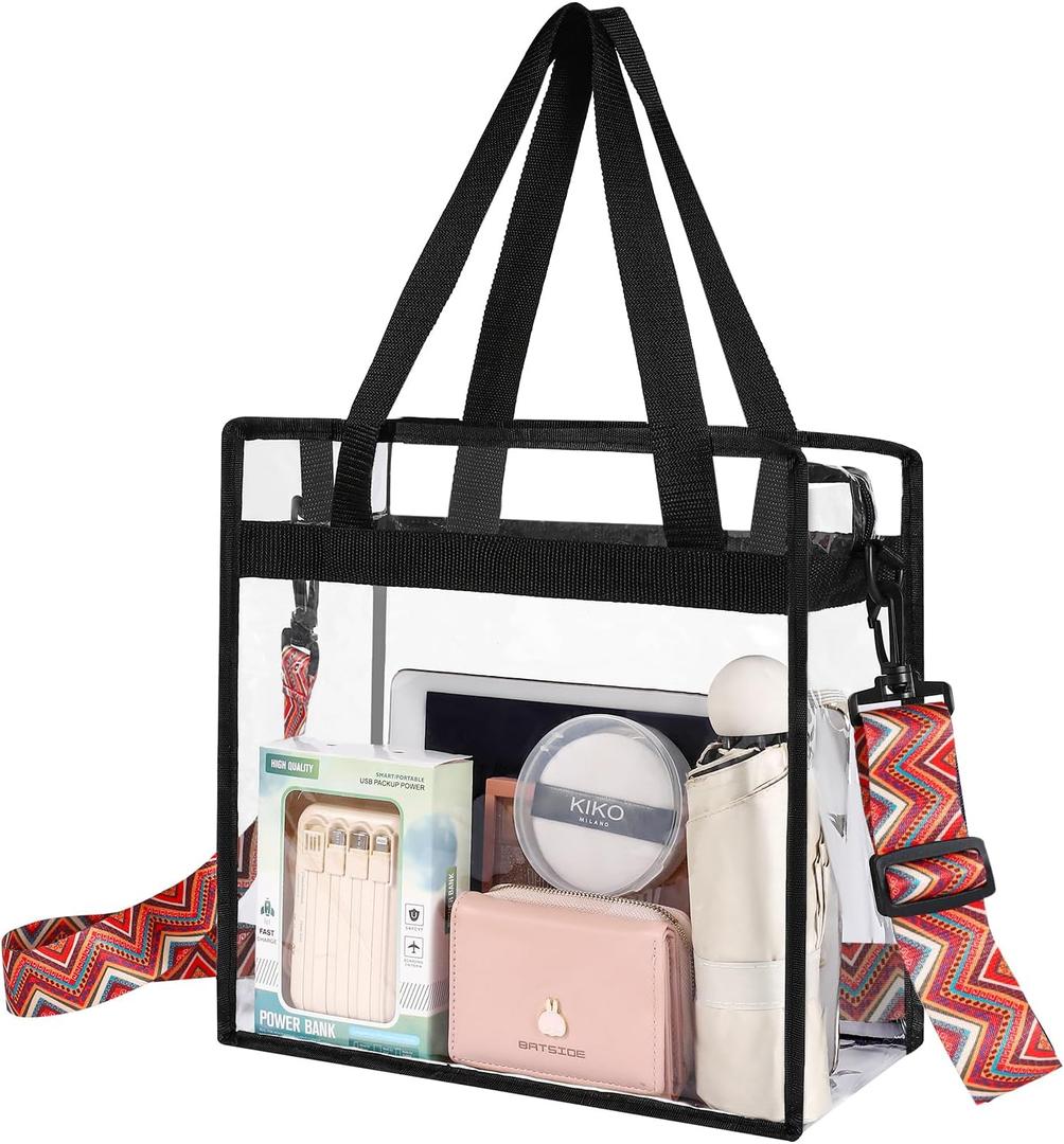 BAGAIL Clear Bags Stadium Approved Clear Tote Bag with Zipper Closure Crossbody Messenger Shoulder Bag with Adjustable Strap (Ethnic Arrow)