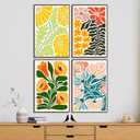 4 Pack Framed Paint by Numbers Kit for Adults Beginner with Wooden Easel, Easy Flowers Paint by Number Kits with Frame, DIY Acrylic Flower Painting by Numbers for Home Wall Decor Gift 8x12 inch
