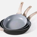 CAROTE Non Stick Frying Pan Set (9.5+11+12.5 Inch) Ceramic Frying Pan Healthy Nonstick Skillet PFOA&PFAS Free -Compatible with All Stovetops Black/Gray