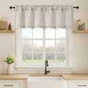 OVZME Valance for Windows, Light Filtering Faux Linen Textured Small Short Valance Kitchen Curtain, Dual Rod Pocket Top Short Window Curtain for Bathroom Basement Farmhouse, 60Wx16L Inch, Linen Color
