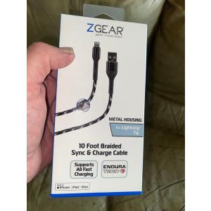 ZGEAR 10 FOOT BRAIDED SYNC & CHARGE CABLE