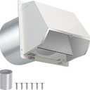 8 Inch Hooded Wall Vent with Screen and Damper,Outdoor Wall Exhaust Vent Cover Wall Cap for Exterior Kitchen Range Hood Ventilation Dryer HVAC Duct Air Exhaust, Galvanized Steel, White