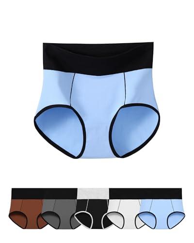 ORLAROY High Waisted Underwear for Women Cotton Tummy Control Ladies Panties Postpartum Breathable Full Coverage Briefs Pack 5,  L