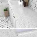 VEELIKE White Granite Contact Paper for Countertops Waterproof Peel and Stick Countertop Contact Paper 24''x118'' Self Adhesive Vinyl Countertop Wrap Granite Marble Wallpaper for Kitchen Bathroom