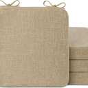 AddGrace Square Chair Cushions for Dining Chairs 4 Pack Non Slip Seat Cushions for Kitchen Chairs Indoor Thick Dining Room Chair Pads with Ties and Removable Cover 16'' x 16'' x 2'' (Beige)