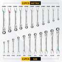 GRENPRO 23PCS Flex-Head Ratcheting Wrench Set, Combination Ratchet Wrenches Set Metric and Standard & SAE with Organizer Box, 6-18mm & 1/4" to 3/4" with Color Ring, CRV Socket Mechanic Tools Sets