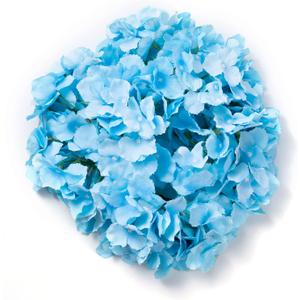 DFAF Hydrangea Silk Flowers Heads  Artificial Hydrangea Flowers with Stems for DIY Wedding Centerpiece Home Party Baby Shower Decor (Blue)