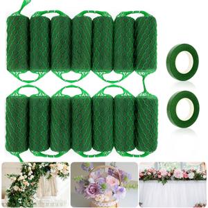 14 Pcs Floral Foam Garland 9.2ft Flower Sponge Blocks Kit, Absorption Flower Holder Arch Door Tabletop Flower Arrangement Material Floral Craft Wet Foam Blocks for Home Wedding Holiday Decoration