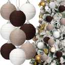 Syhood 9Pcs 9 Pcs 2.36 Inch Christmas Ball Ornaments Boho Farmhouse Jute Rope Hanging Balls Burlap Neutral Rustic Ornaments for Xmas Tree Holiday Wreath Garland Wedding Home(White,Beige,Dark Brown)