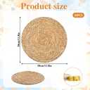 Set of 16 Round Woven Rattan Placemats, 12 Inch Boho Farmhouse Table Mats Natural Cattail Charger Plates for Dining Table Decor Heat-Resistant Braided Place Mats