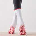 3 Pairs Cute Pilates Socks with Grips for Women Non Slip Yoga Socks Grippy Crew Socks Embroidery Pattern for Workout Ballet (White)