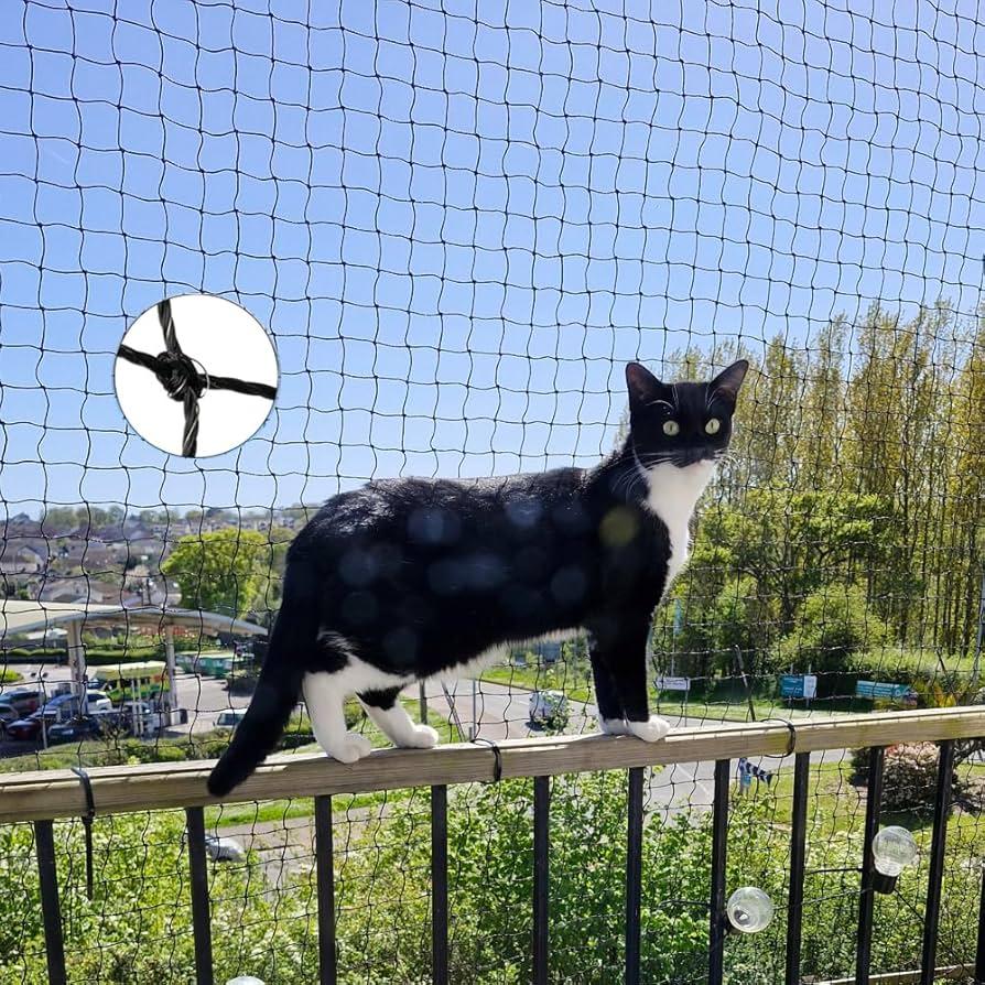 Cat Netting Balcony,Black Balcony Net,Preventing Falls Net,Pet Protective Netting,Used to Fix Balconies,Terraces,Windows, Size 40ft