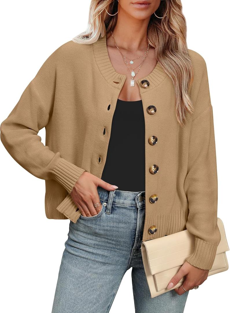 ANRABESS Women Cardigan (Beige, M)