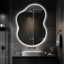 35"x25" Asymmetrical LED Vanity Mirror for Bathroom with Front & Backlit, Anti-Fog, 3 Light Colors, Dimmable, Wall-Mountable [Horizontal/Vertical] (Cloud Shape)