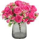 ASTRYAS 4Pcs Peonies Artificial Flowers, Hot Pink Peony Faux Peonies, Silk Peonies Flowers Fake Peonies Artificial Flowers Peonies Bouquet for Centerpiece Table Wedding Party Cake Home Decor