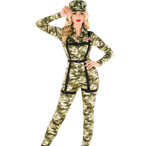 Morph Army Women Costume Womens Army Costume Bodysuit Camo Paratrooper Costume For Women Halloween Swat Costume For Woman XL