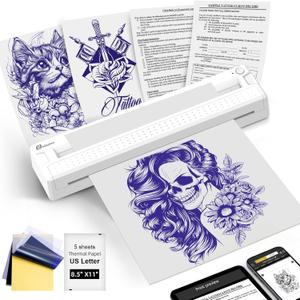 Milestone M9 Professional Tattoo Stencil Printer, Upgraded 2-in-1 Wireless Bluetooth Portable Thermal Printer for Tattoo Stencils & Documents Compatible with Phone/Tablet/PC (White)