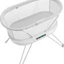 Fisher-Price Baby Bedside Sleeper Luminate Bassinet with Sound Detection plus Customizable Lights Music and Sounds for Newborns 0+ Months
