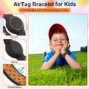 Waterproof Bracelet Compatible with AirTag for Kids (2 Pack), Protective Case GPS Tracker Holder for Child with Full Coverage Hidden Design, Soft Silicone Anti-Lost Wristband Cover for Toddler WBGO (White Black+Dark Grey Orange)