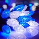 Brightown C9 LED Christmas Lights Outdoor, 66 ft 100 LED Strawberry String Lights, Waterproof Commercial Grade Extendable for Outside Roofline Patio Home Xmas Decoration, Blue and White