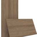 4-Piece Wood Slat Wall Panel for Interior Wall Decor Noise Cancelling 47.2" x 23.6" Peel and Stick Acoustic Decorative 3D Sound Absorbing Wall Paneling, Walnut