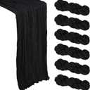 6 Pack Black Table Runner Cheesecloth 10Ft Gauze Cheese Cloth Table Runner 35x120 Inch Boho Sheer Rustic Fabric for Holiday Party Decor Baby Shower Wedding Home Decorations