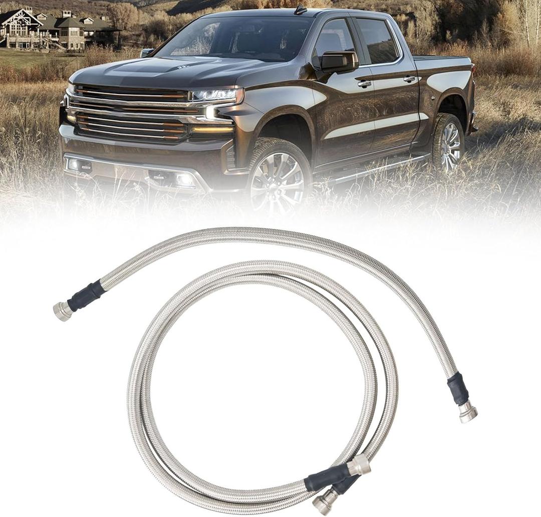 15167372 15077513 2PCS Fuel Tank Hoses Stainless Compatible for 2001 2002 2003 2004 2005 2006 2007 2008 2009 2010 Chevrolet Silverado/GMC Sierra 2500HD 3500HD 6.6L Diesel