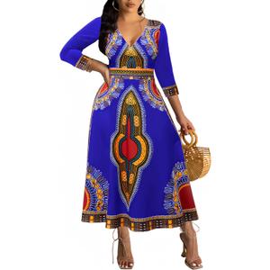 African Long Dresses for Women Elegant Church Dresses Print Maxi Dress High Waist Cocktail Bohemian Vintage Party Outfits